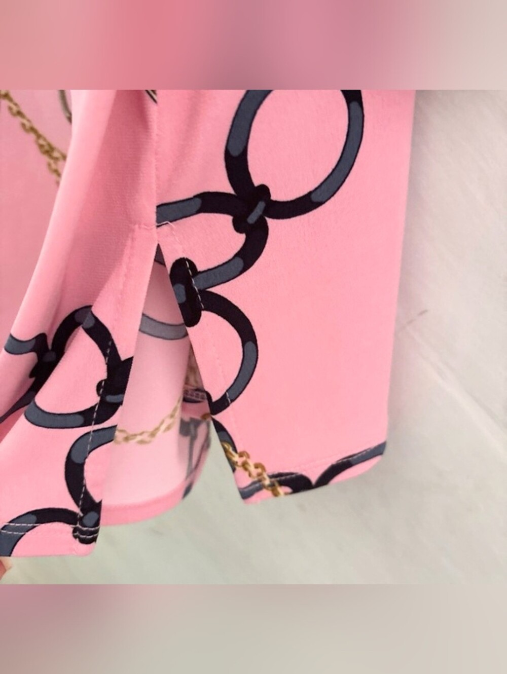 JM Collection Pink Chain-Print V-Neck Tunic - Picture 7 of 10